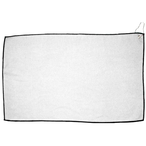 16" x 26" rPET golf towel with waffle texture and silver... from ASI 57653 Gold Bond