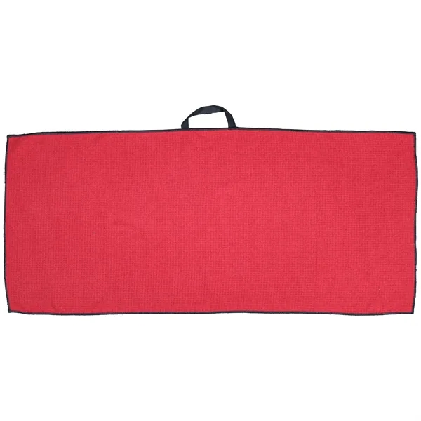 17" x 40" golf towel with a loop and waffle texture.... from ASI 57653 Gold Bond