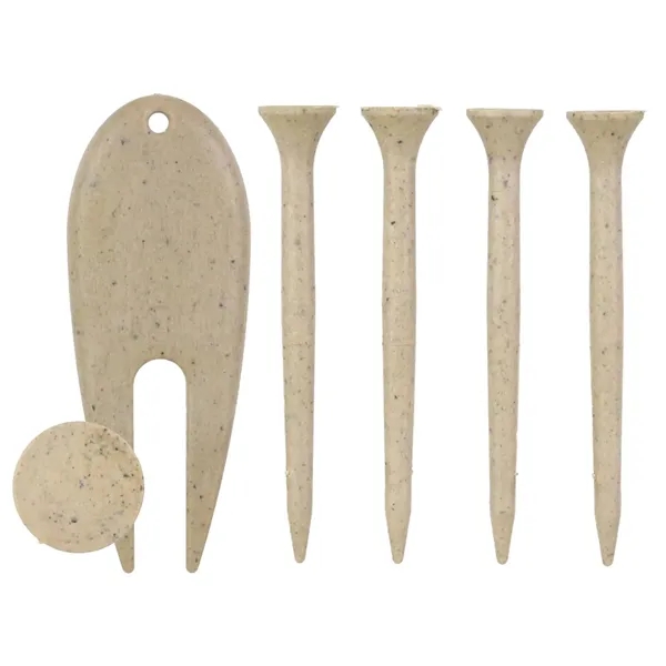 Golf tee pack with four tees, divot tool, and ball marker.... from ASI 57653 Gold Bond