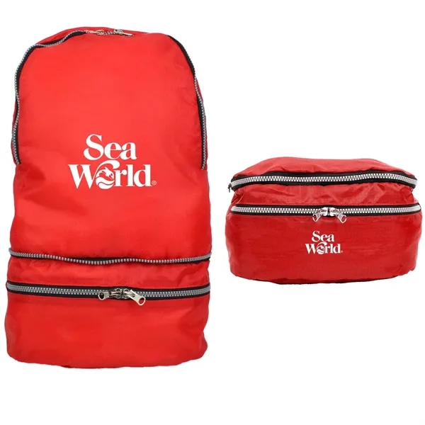 2-in-1 backpack with a waist pack, tear resistance, zippered main compartment,... from ASI 57653 Gold Bond