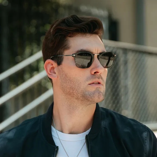 Men's sunglasses with a stainless steel bridge, 5-barrel hinges, polarized lenses,... from ASI 57653 Gold Bond