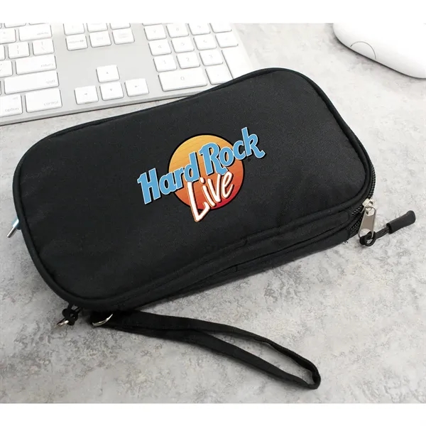 Cable organizer with dual compartments, loops, and a wrist strap.... from ASI 57653 Gold Bond