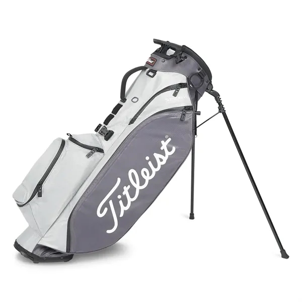 Golf bag stand with waterproof performance, apparel pocket, double strap, and... from ASI 57653 Gold Bond