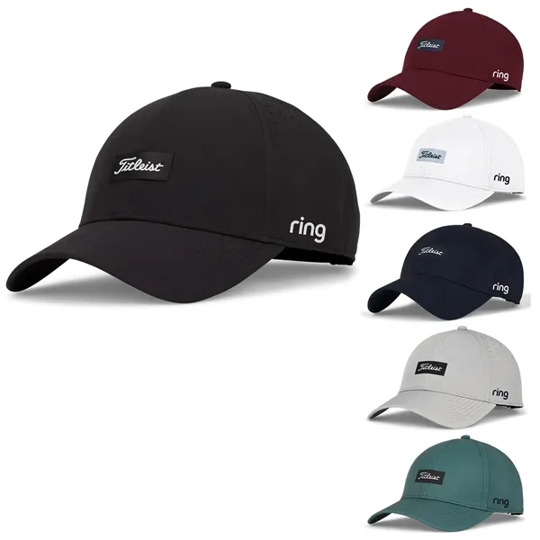 Golf cap with perforated panels, sweatband, moisture-wicking performance, and hook and... from ASI 57653 Gold Bond