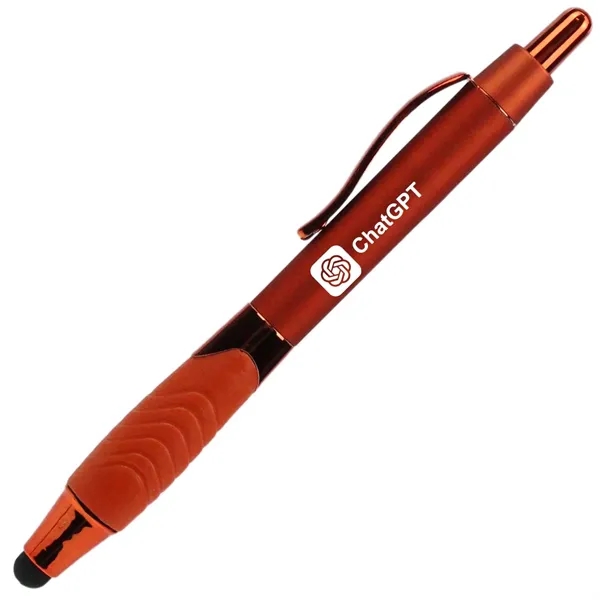 Stylus pen with a rubber grip and metal accents.... from ASI 57653 Gold Bond