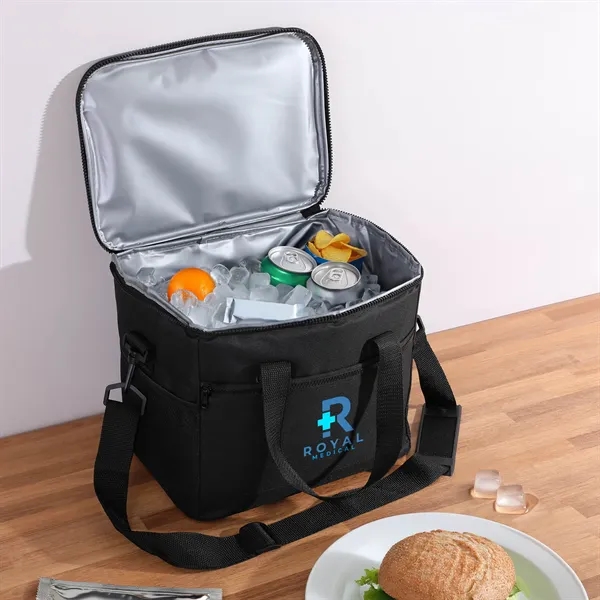 12-can rPET cooler with leak-resistant liner, rugged zippers, and smart storage—perfect... from ASI 61966 HPG / Best Promotions USA