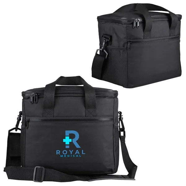12-can rPET cooler with leak-resistant liner, rugged zippers, and smart storage—perfect... from ASI 61966 HPG / Best Promotions USA