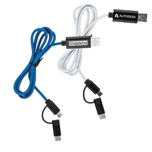 3-in-1 braided charging cable with 8-Pin, Micro USB and Type-C connectors.... from ASI 57655 STOPNGO Line