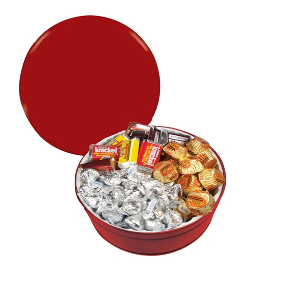 Tin filled with multiple filler options of good gift snacks and... from ASI 61125 Hit Promotional Products