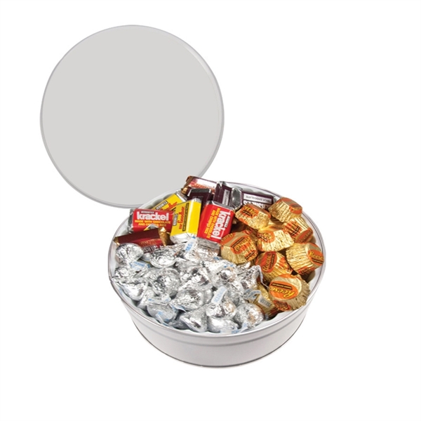 Tin filled with multiple filler options of good gift snacks and... from ASI 61125 Hit Promotional Products