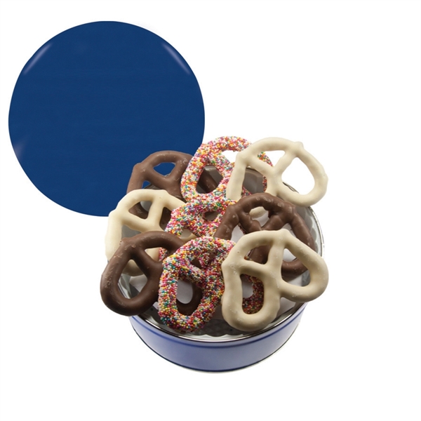 Tin filled with multiple filler options of good gift snacks and... from ASI 61125 Hit Promotional Products