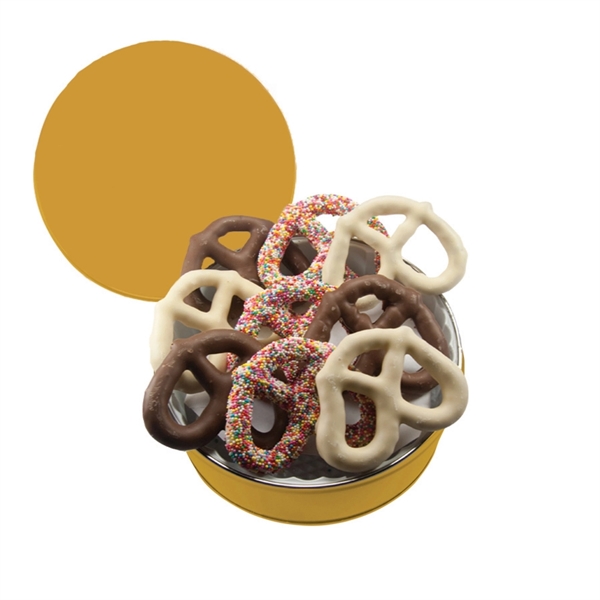 Tin filled with multiple filler options of good gift snacks and... from ASI 61125 Hit Promotional Products