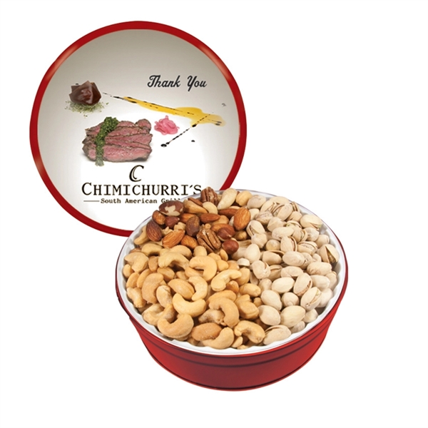 Tin filled with multiple filler options of good gift snacks and... from ASI 61125 Hit Promotional Products