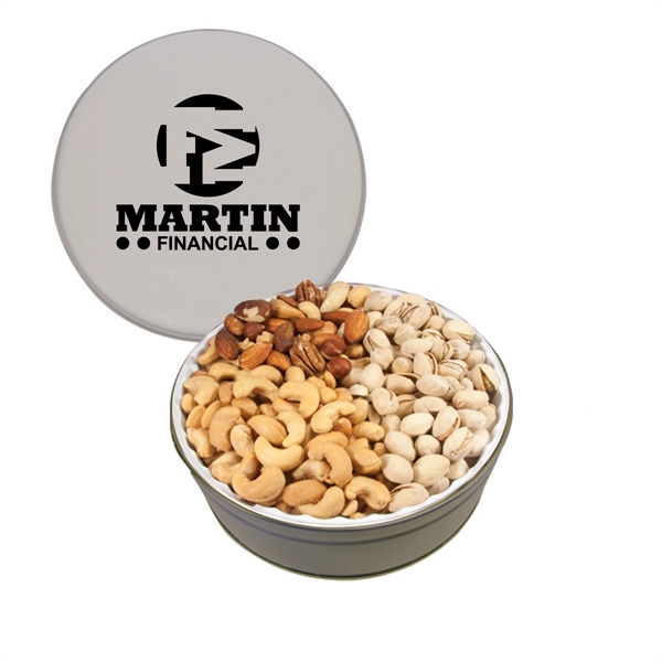Tin filled with multiple filler options of good gift snacks and... from ASI 61125 Hit Promotional Products