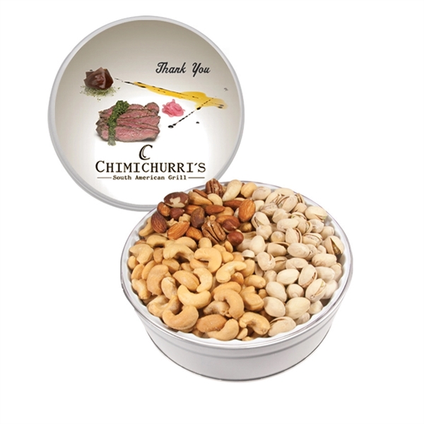Tin filled with multiple filler options of good gift snacks and... from ASI 61125 Hit Promotional Products