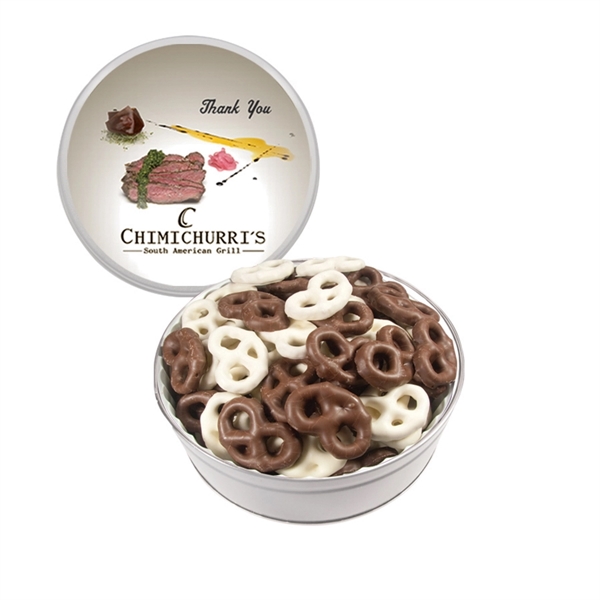 Tin filled with multiple filler options of good gift snacks and... from ASI 61125 Hit Promotional Products