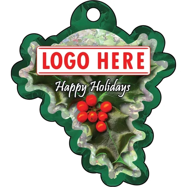 1/4" recycled wooden Christmas ornament. Holly Bunch... from ASI 72521 Morris Magnets / Laser Cuts