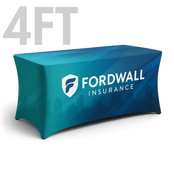Full-color stretch table cover with reinforced foot pockets and double-hem finish.... from ASI 94105 Visual Textile Resource