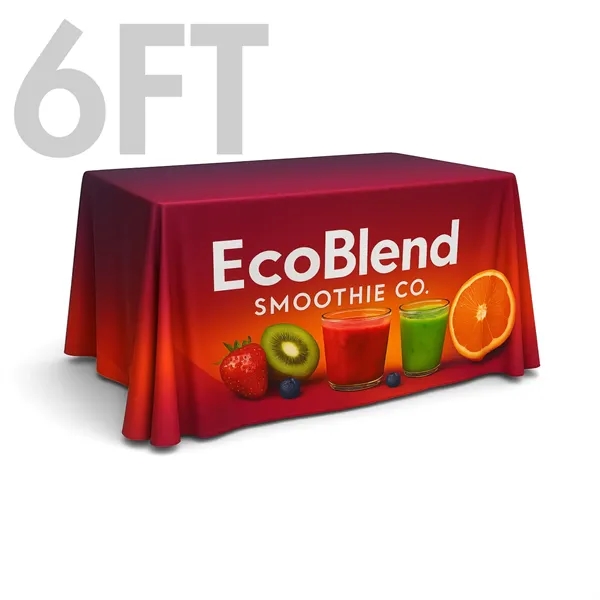 Full color dye-sublimated table throw with edge-to-edge printing. Washable, reusable, and... from ASI 94105 Visual Textile Resource