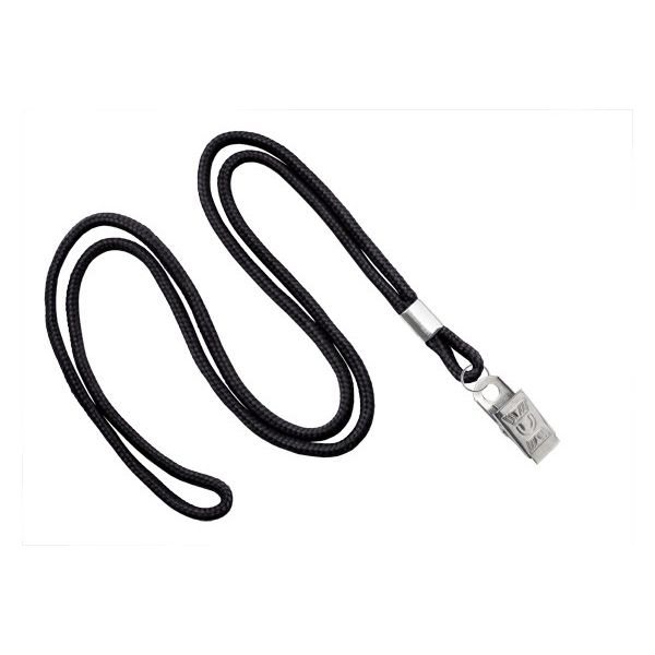 36" x 1/8" non-breakaway black braided lanyard cord with bulldog clip... from ASI 62088 IDProductsource