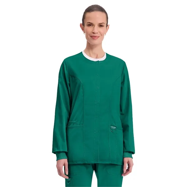 Cherokee WW Revolution Women's Snap Front Warm-Up Jacket... from ASI 86018 Scrub Authority / Uniform Stores