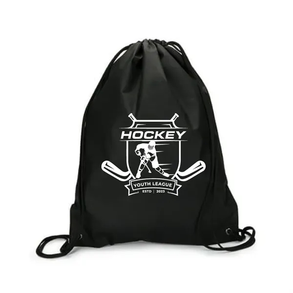 14" x 16" poly-cotton backpack with drawstring closure, spacious interior, black... from ASI 31260 AdCapitol