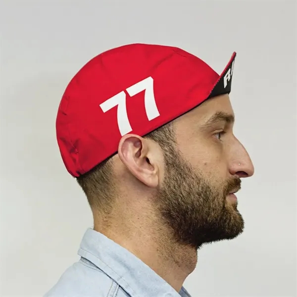 Colored poly-cotton twill bicycle cap with contrasting center panel, soft flip-up... from ASI 31260 AdCapitol