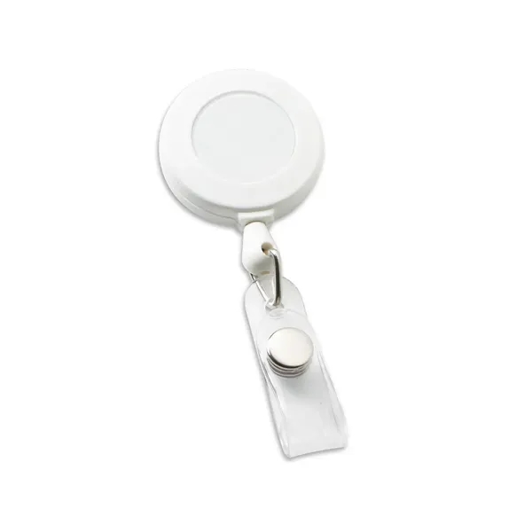 Round retractable badge holder with 30" nylon cord and slide-on clip... from ASI 68507 The Magnet Group / Perfect Line