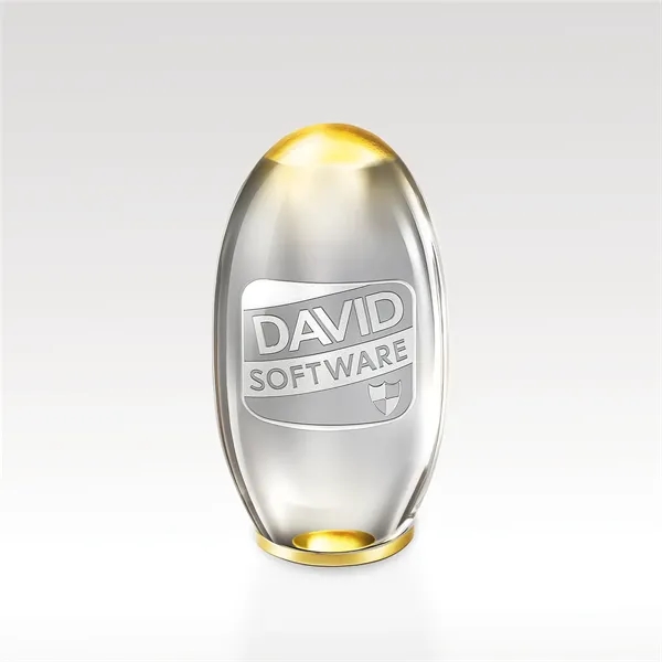 Optical crystal award with a polished imprint area and brass base... from ASI 93986 Visions/Awardcraft / Visions Awards