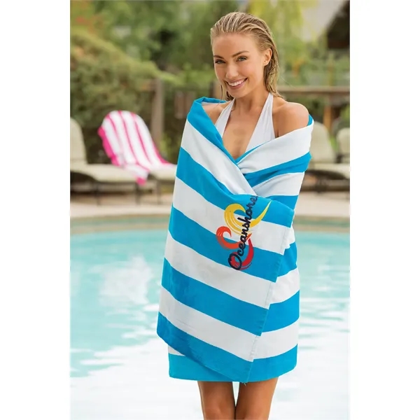 Soft, absorbent cotton beach towel with fade-resistant cabana stripes-perfect for custom... from ASI 72657 Active Life Promo / Active Life Promo Active Life