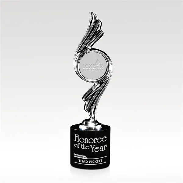 Chrome-finished cast metal encircles a glass disc and black marble base... from ASI 93986 Visions/Awardcraft