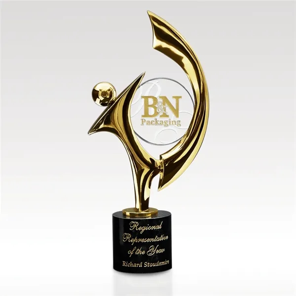 24K Gold Finished Sculpture with Jade Glass and Black Marble Base... from ASI 93986 Visions/Awardcraft