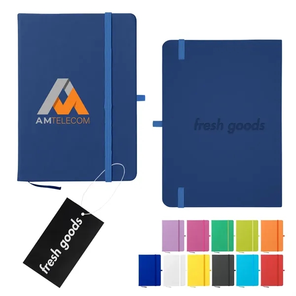 80 page lined notebook with bookmark, strap closure and pen loop;... from ASI 61125 Hit Promotional Products / Hit®