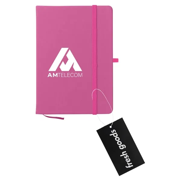 80 page lined notebook with bookmark, strap closure and pen loop;... from ASI 61125 Hit Promotional Products / Hit®