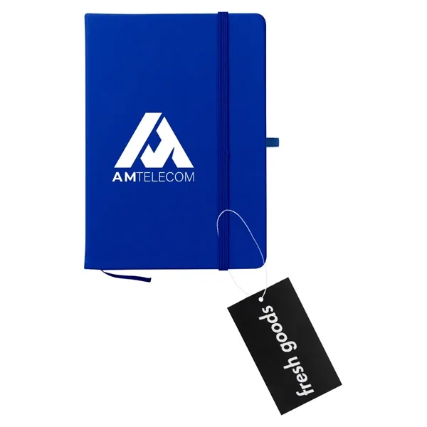 80 page lined notebook with bookmark, strap closure and pen loop;... from ASI 61125 Hit Promotional Products / Hit®