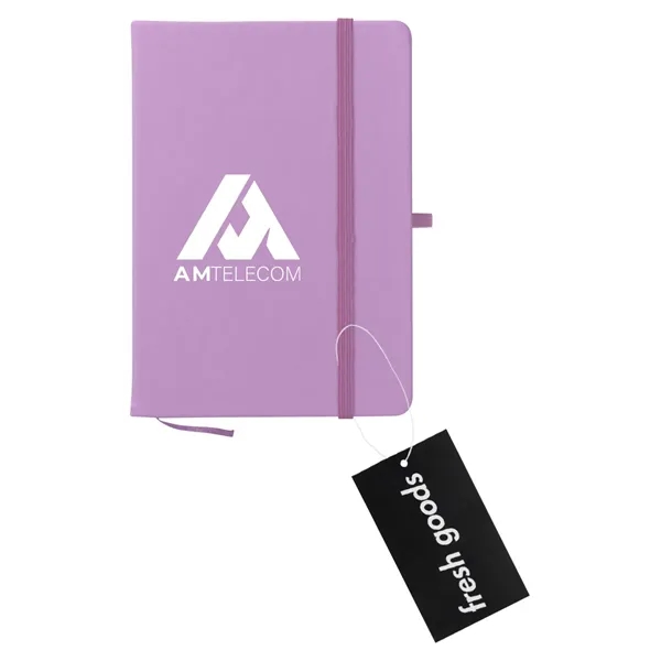 80 page lined notebook with bookmark, strap closure and pen loop;... from ASI 61125 Hit Promotional Products / Hit®