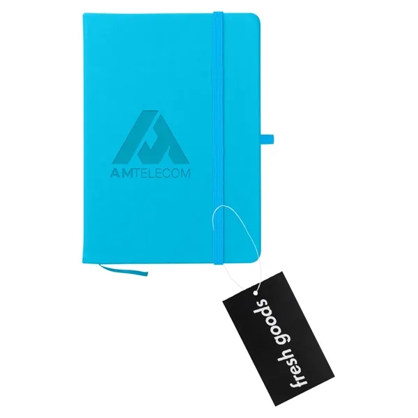 80 page lined notebook with bookmark, strap closure and pen loop;... from ASI 61125 Hit Promotional Products / Hit®