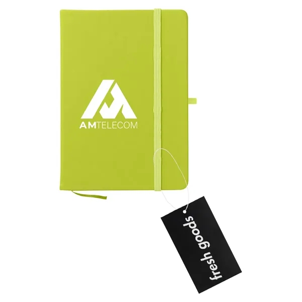 80 page lined notebook with bookmark, strap closure and pen loop;... from ASI 61125 Hit Promotional Products / Hit®