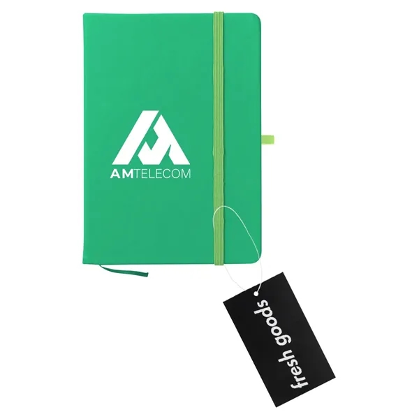 80 page lined notebook with bookmark, strap closure and pen loop;... from ASI 61125 Hit Promotional Products / Hit®