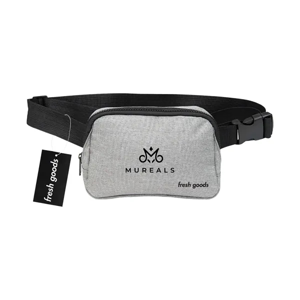 rPET heathered belt bag with a Fresh Goods hang tag.... from ASI 61125 Hit Promotional Products / Hit®