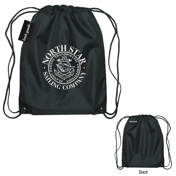 18" x 14" drawstring backpack with a Fresh Goods hang tag.... from ASI 61125 Hit Promotional Products / Hit®
