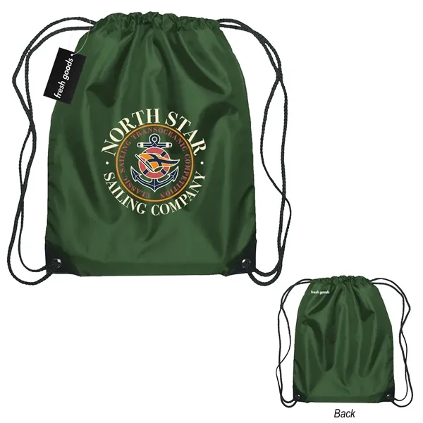 18" x 14" drawstring backpack with a Fresh Goods hang tag.... from ASI 61125 Hit Promotional Products / Hit®