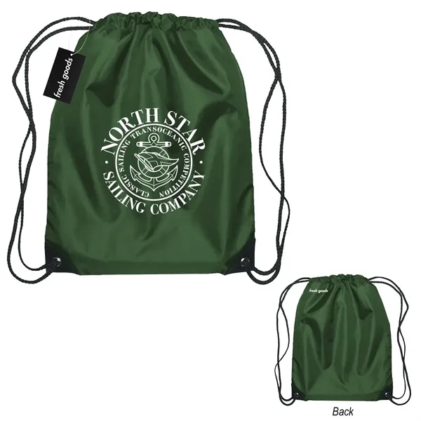 18" x 14" drawstring backpack with a Fresh Goods hang tag.... from ASI 61125 Hit Promotional Products / Hit®