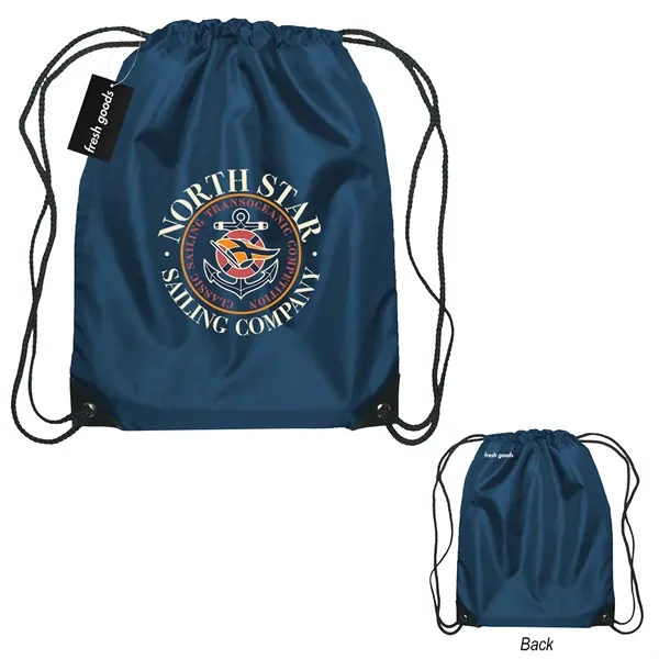 18" x 14" drawstring backpack with a Fresh Goods hang tag.... from ASI 61125 Hit Promotional Products / Hit®