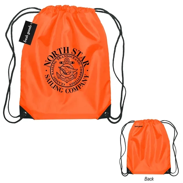 18" x 14" drawstring backpack with a Fresh Goods hang tag.... from ASI 61125 Hit Promotional Products / Hit®