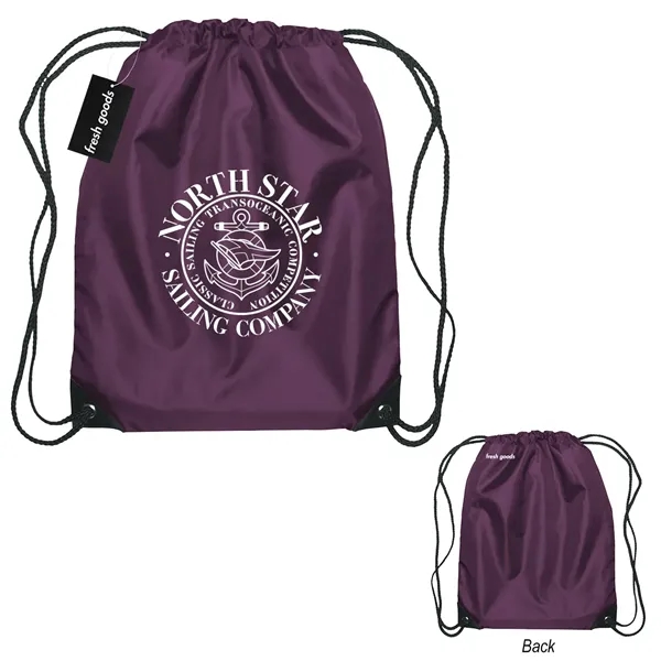 18" x 14" drawstring backpack with a Fresh Goods hang tag.... from ASI 61125 Hit Promotional Products / Hit®