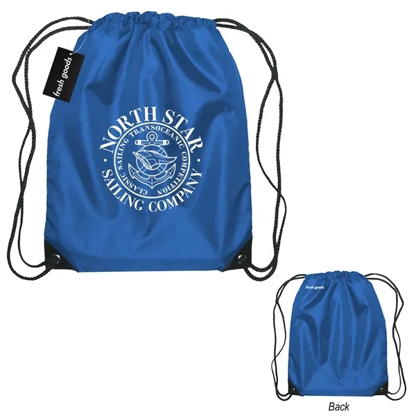18" x 14" drawstring backpack with a Fresh Goods hang tag.... from ASI 61125 Hit Promotional Products / Hit®