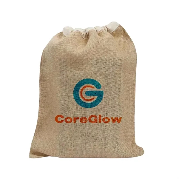 Rustic jute drawstring backpack with cotton accents. Perfect for eco-friendly promotions,... from ASI 67557 LimeLight Ent