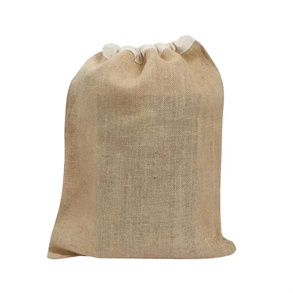 Rustic jute drawstring backpack with cotton accents. Perfect for eco-friendly promotions,... from ASI 67557 LimeLight Ent
