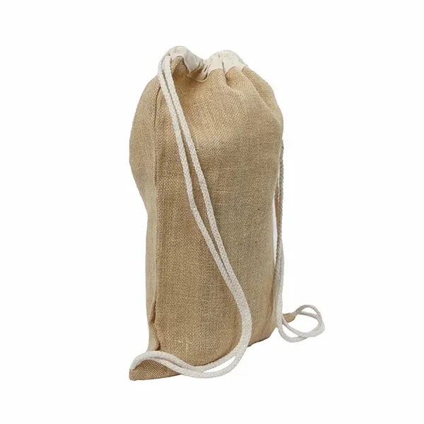 Rustic jute drawstring backpack with cotton accents. Perfect for eco-friendly promotions,... from ASI 67557 LimeLight Ent